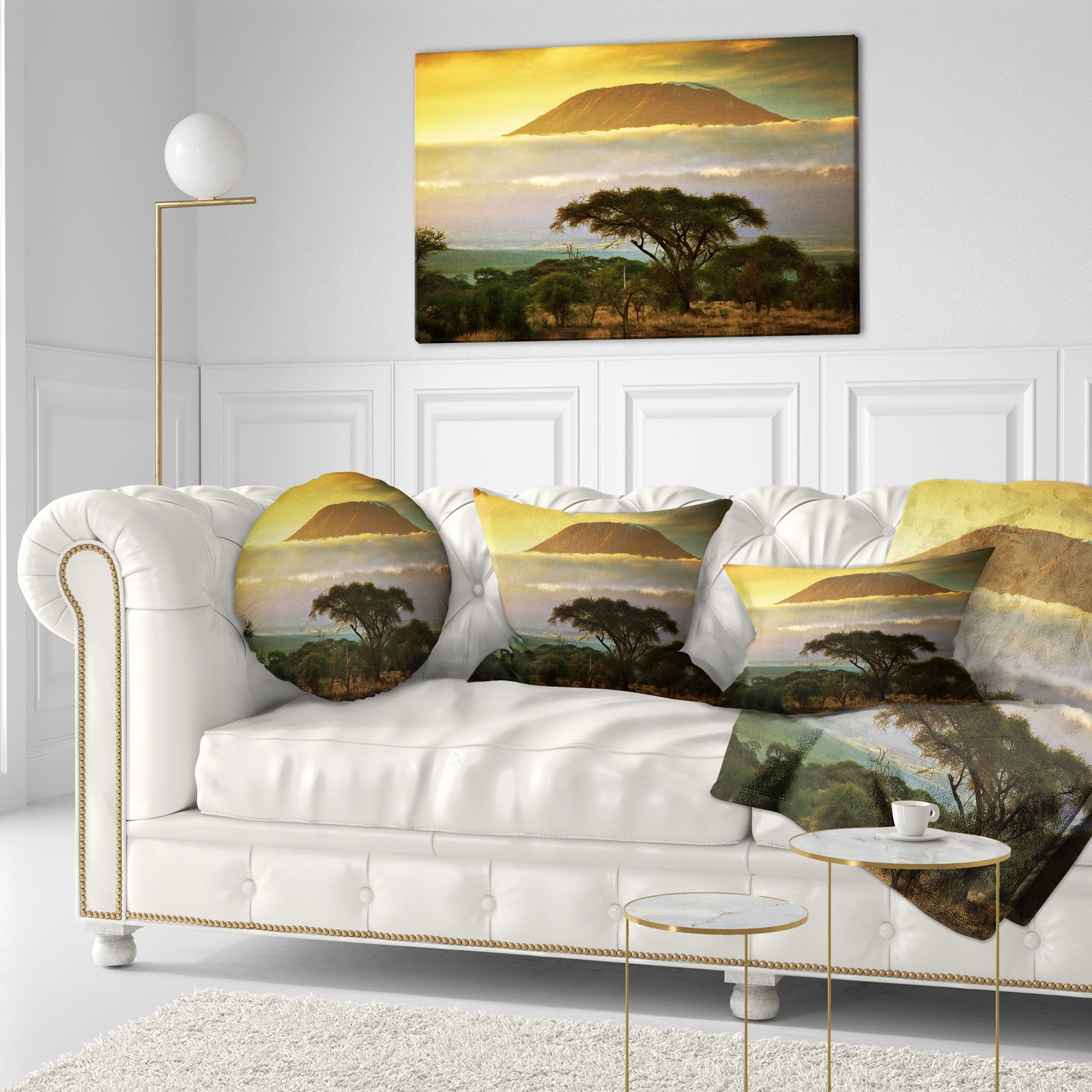 Designart Mount Kilimanjaro - Photography Landscape Printed Throw Pillow - 12x20