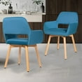thumbnail image 4 of Costway Set of 4 Modern Accent Armchairs Velvet Fabric Leisure Chairs Club Guest Blue, 4 of 10