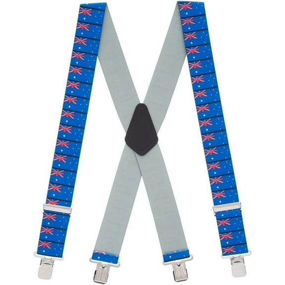 Suspender Store Australian Flag Suspenders - 2-Inch Wide Elastic - Clip - 3 Sizes