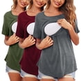 thumbnail image 1 of Vêtements de Grossesse Offres de l'Action de Grâce Liquidation Été Vêtements de Maternité pour Femmes Col Rond Manches Courtes Volants Pli Hauts de Grossesse, 1 of 5