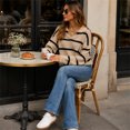 thumbnail image 4 of Sweater For Women Oversized V Neck Striped Sweater Pullover Color Block Polo Collar Long Sleeve Knit Cozy 2026 Fall Winter Streetwear Tops M, 4 of 6