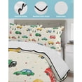 thumbnail image 4 of Quilts Twin Size Bedding Set, Beige Cartoon Truck Lightweight Quilted Comforter, Funny Cute Colorful Car Tree Polka Dot Soft Reversible Bedspread Coverlet with Pillow Covers for All Season, 68" x 86", 4 of 7