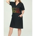 thumbnail image 2 of Plus Size Women's Dress Gradient Letter Print V-Neck Short Sleeve Pocket Elegant Dress, 2 of 4