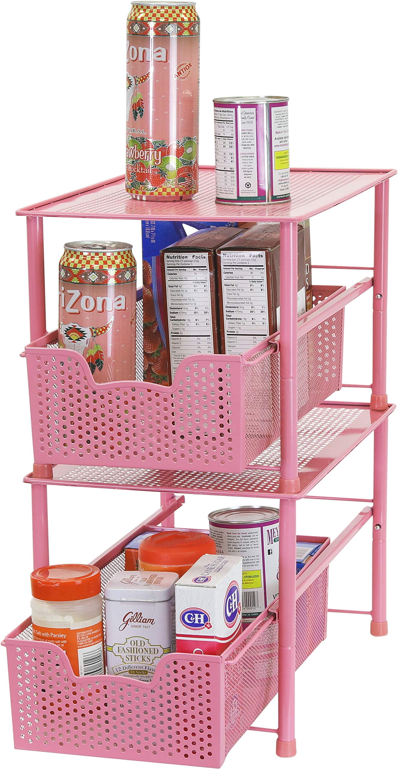 Stackable Under Sink Cabinet Organizer Drawer Sliding Basket Storage White Durable Space Saver