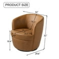 thumbnail image 2 of DREAMSIDEA Swivel Club Barrel Chair, Faux Leather Swivel Accent Chair Upholstered Barrel Armchair for Living Room- Brown, 2 of 5