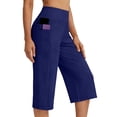 thumbnail image 2 of BUIGTTKLOP Capri Pants for Women High Waisted Yoga Capris Straight Wide Leg Stretchy Pull on Cropped Pants, 2 of 6