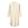 thumbnail image 2 of SWSMCLT Men's Long Sleeve Robe Loose Casual Bathrobe Long Pjs Cotton Thin Fall Summer House Coat Soft Comfy Khaki Large, 2 of 4