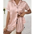 thumbnail image 2 of Pajamas for Women Set 2 Pcs Womens Shorts Pajama Set Button Up Loungewear for Women Sleepwear for Women, 2 of 4