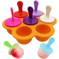 thumbnail image 1 of Molde para paletas pequeñas de silicona para niños de 7 cámaras Máquina de helados Molde para paletas (naranja), molde para paletas de bebé con palitos de colores, rechinar los dientes de los niños y, 1 of 5
