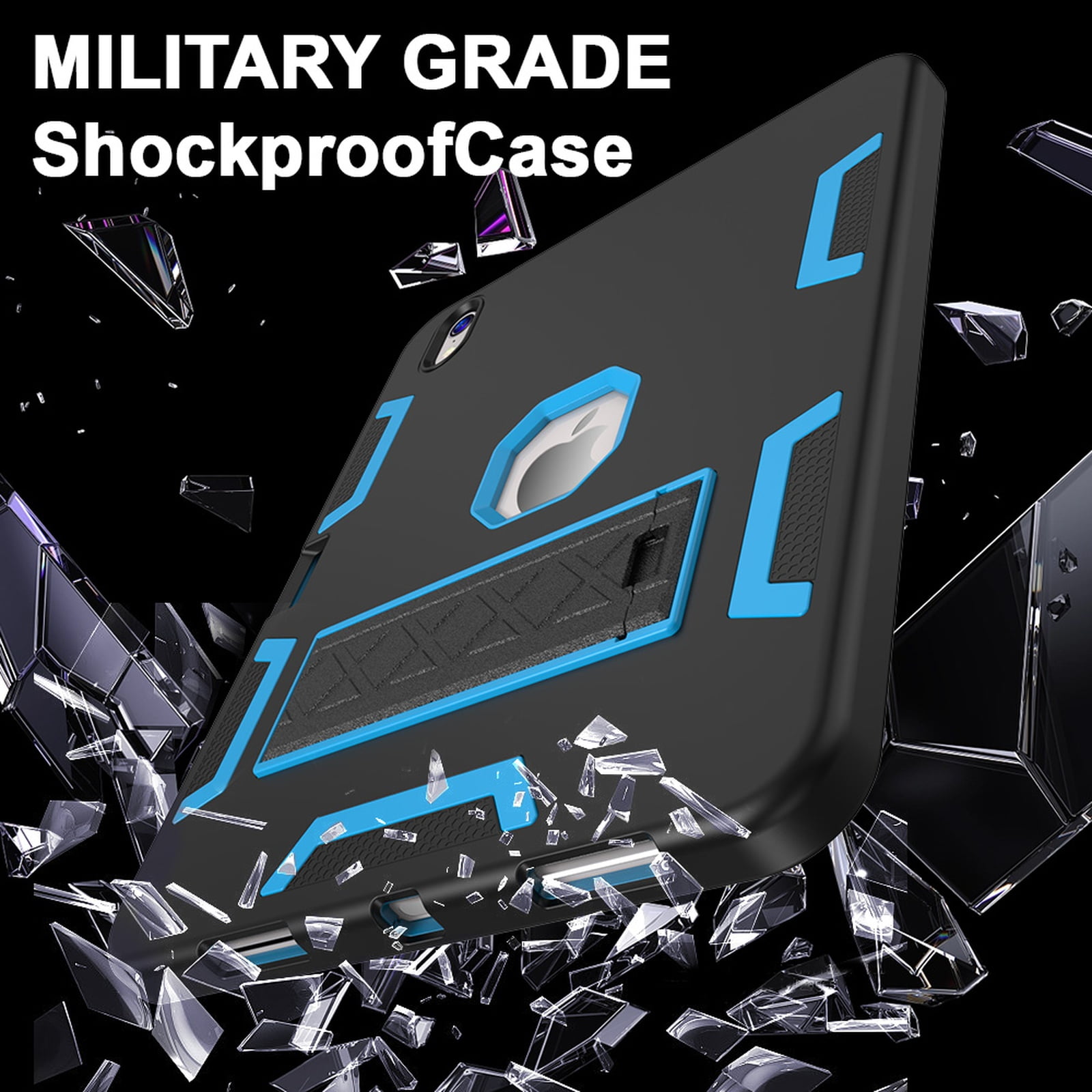 Allytechgroup Rugged Case for Apple iPad A16 11th Generation 11" 2025/ iPad 10th Gen 10.9" 2022, Hybrid TPU PC Bumper Heavy Duty Shockproof Anti-Scratch Protective Cover with Pencil Holder,Blackblue