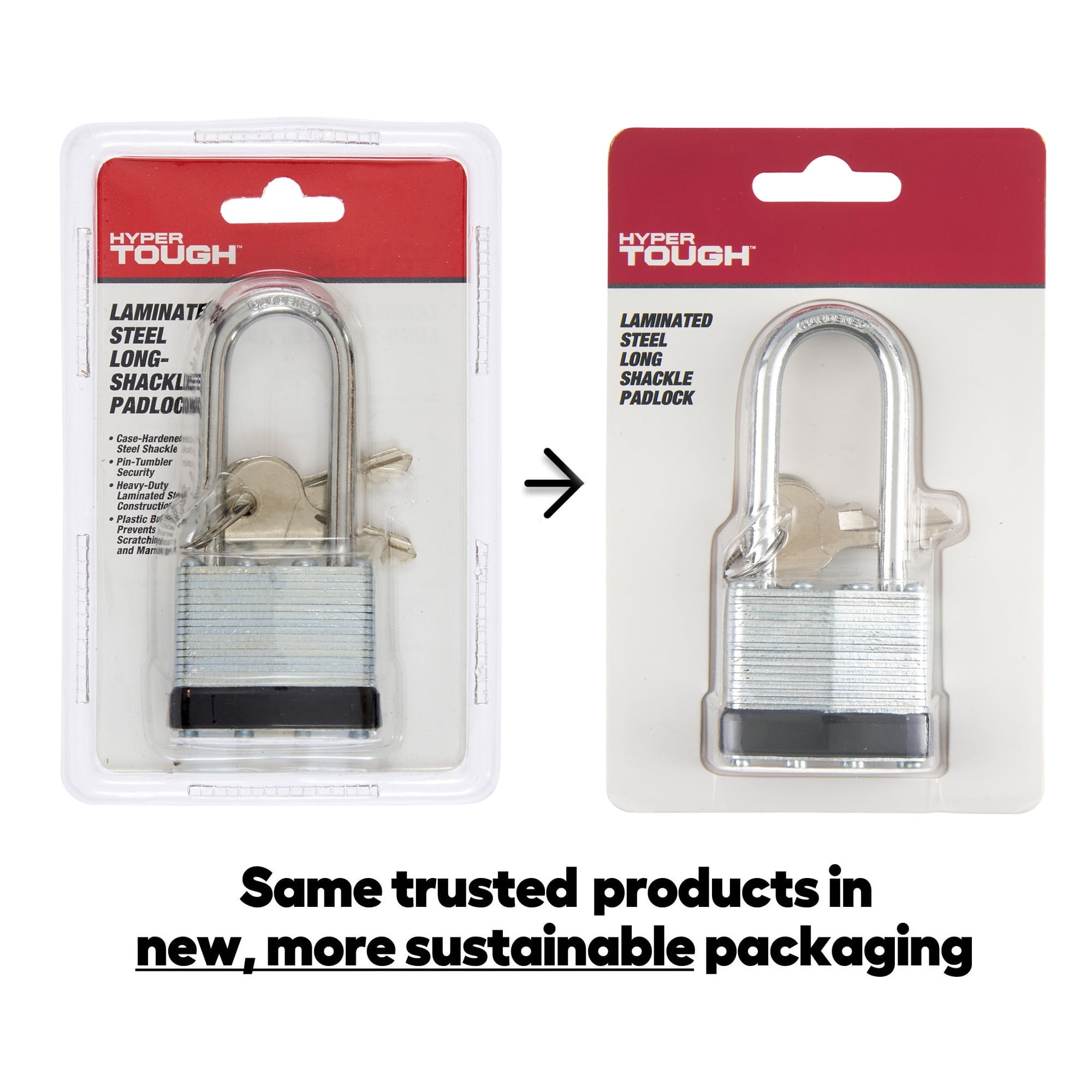Hyper Tough Laminated Steel 40mm Keyed Padlock with 2-in Shackle