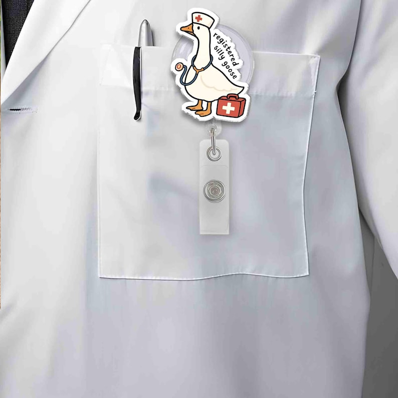 TiniDecor Goose Nurse Badge Reel, Registered Silly Goose Retractable ID Holder, Funny RN Gift