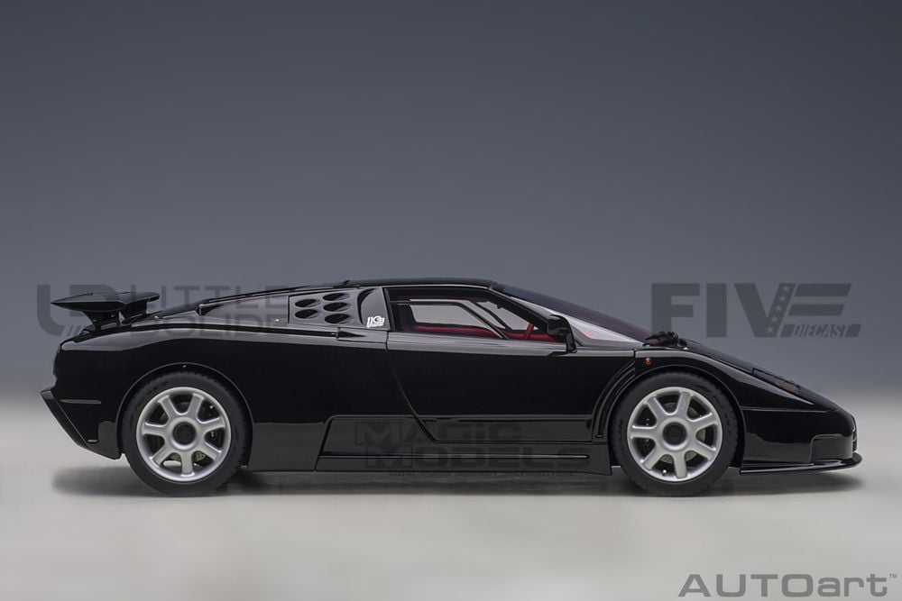 Autoart 70919 1-18 Scale Bugatti Eb110 Ss Super Sport Nero Vernice Wheels  Model Car, Black, Red & Silver
