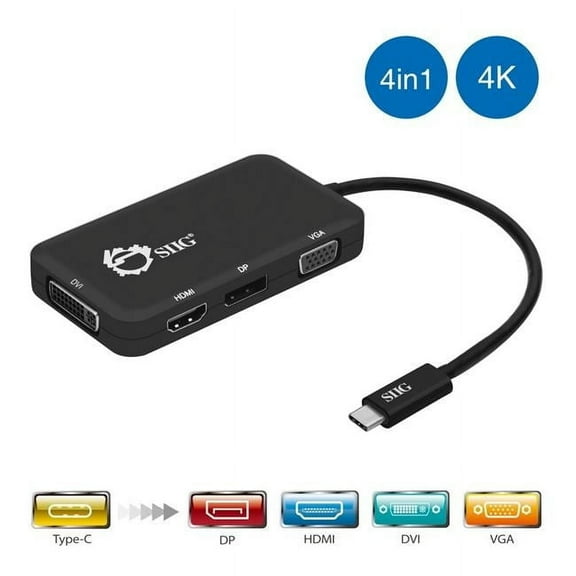 SIIG  USB-C to 4-in-1 Multiport Video Adapter - Black