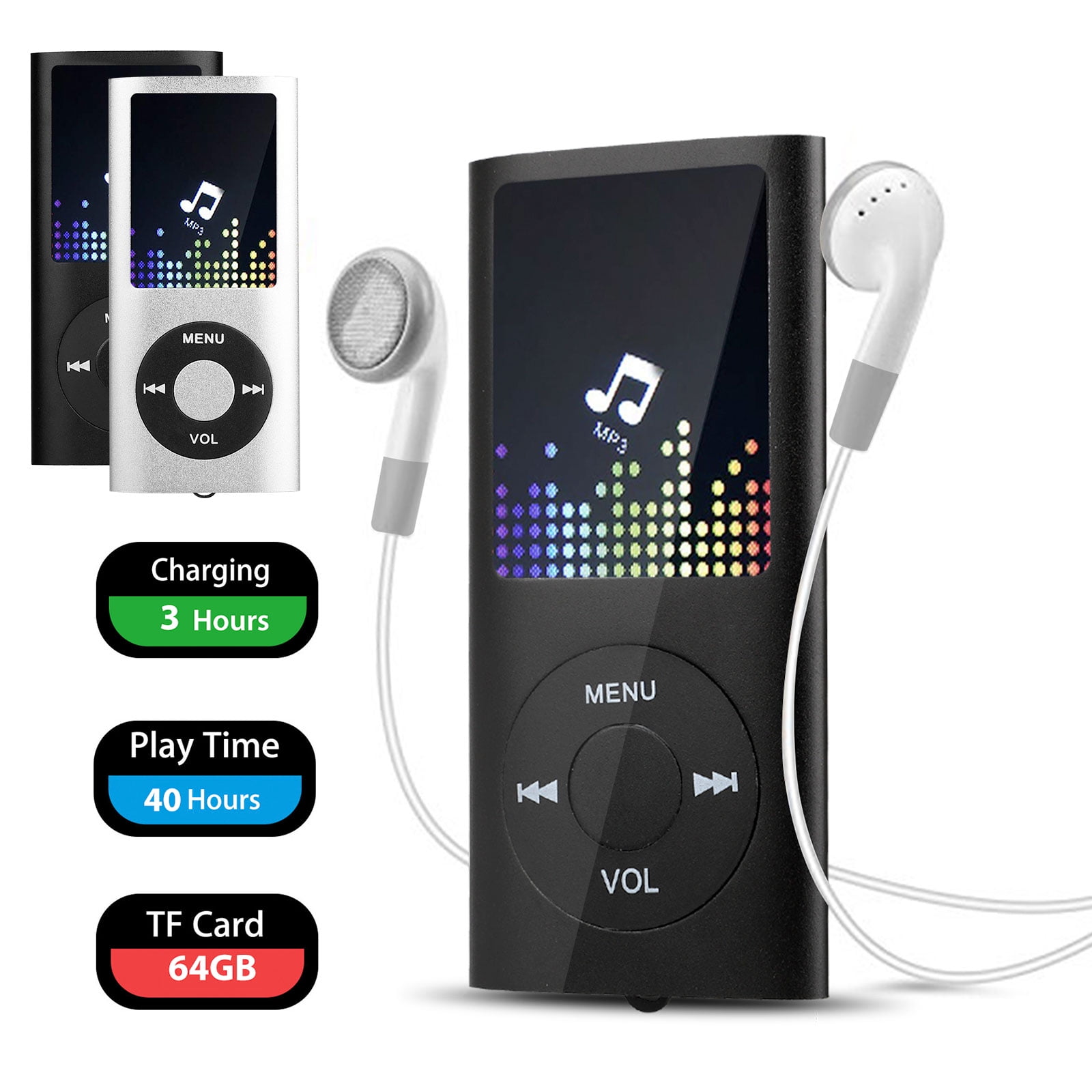 TSV Portable MP3 MP4 Player with FM Radio & Earphone - MP3 Mini Music