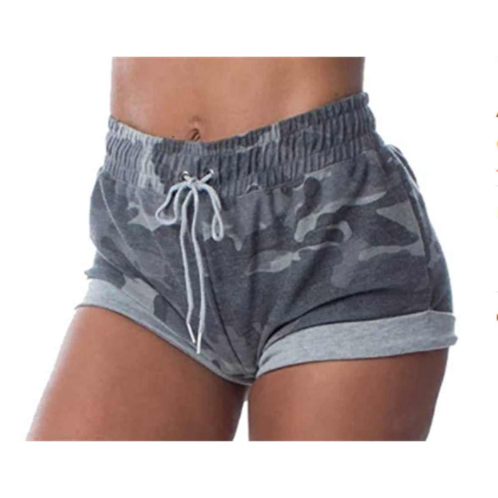 Yskkt Women's Ruched Butt Lounge Booty Shorts Camouflage Print