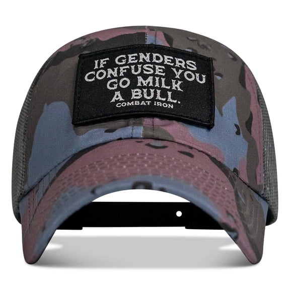 If Gender Confuses You Go Milk A Bull Patch Ripstop Hat Copenhagen Camo