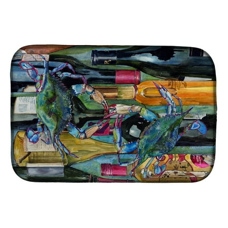 

Blue Crabby Wine Bottles Dish Drying Mat