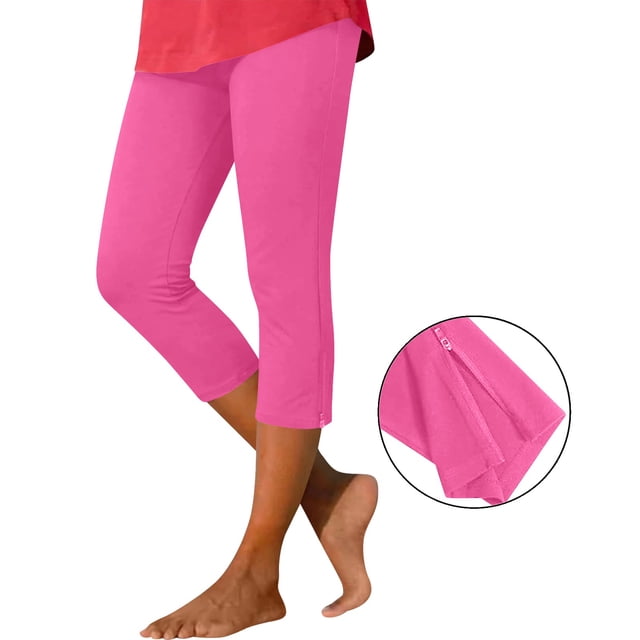 TaTaai Women Summer High Waist Solid Color Slim Yoga Capri Leggings Stretchy Material Ladies Workout Exercise Weekend Outdoor Wear Non-See-Through No Fading Soft Stylish Pants Gift