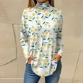thumbnail image 2 of TQWQT Women's Plus Size Turtleneck Shirt Fall Floral Printed Tunic Top Long Sleeve Mockneck T-Shirts Loose Fit Curved Hem Graphic Tee Green S, 2 of 5
