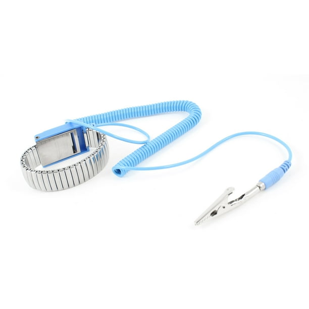 Bracelet Antistatique ESD Bracelet Métal Réglable à la Terre Bracelet Bleu