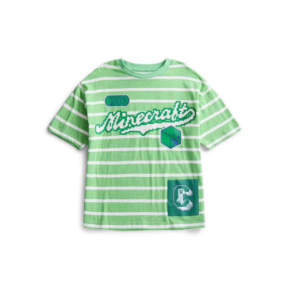 Minecraft Boy's Stripe Tee, Crew Neck, Short Sleeve, Graphic T-Shirt, Sizes XS - 2XL