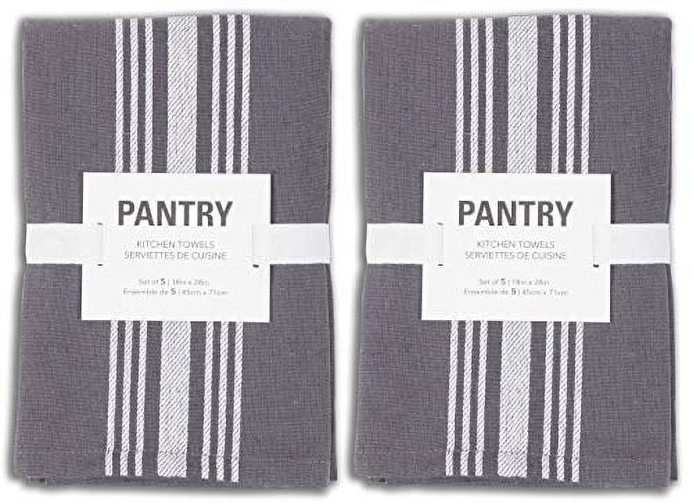 KAF Home Assorted Flat Kitchen Towels | Set of 10 Dish Towels, 100% Cotton  - 18 x 28 inches | Ultra Absorbent Soft Kitchen Tea Towels (Gray)