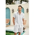 thumbnail image 6 of COOFANDY Men's White Linen Suits Sets Beach Wear Clothes Short Sets Outfits 2 Piece, 6 of 10