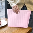 thumbnail image 1 of Feltree Waterproof Knitted Makeup Bag Portable Cosmetic Pouch Striped Color Block for Travel Ins Style, 1 of 8