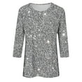 thumbnail image 4 of Yuanlong Womens T-Shirts Star Glitter Pattern 3/4 Sleeve Crewneck Tshirt Carnival & Spring Lightweight Stylish Tee Shirt, 4 of 5