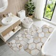thumbnail image 5 of White and Gold Marble Pattern Bathroom Rug Set 4 Piece,Includes Contour,Lid Cover,Bath Mat,Non-Slip Extra Soft Absorbent Washable, 5 of 5