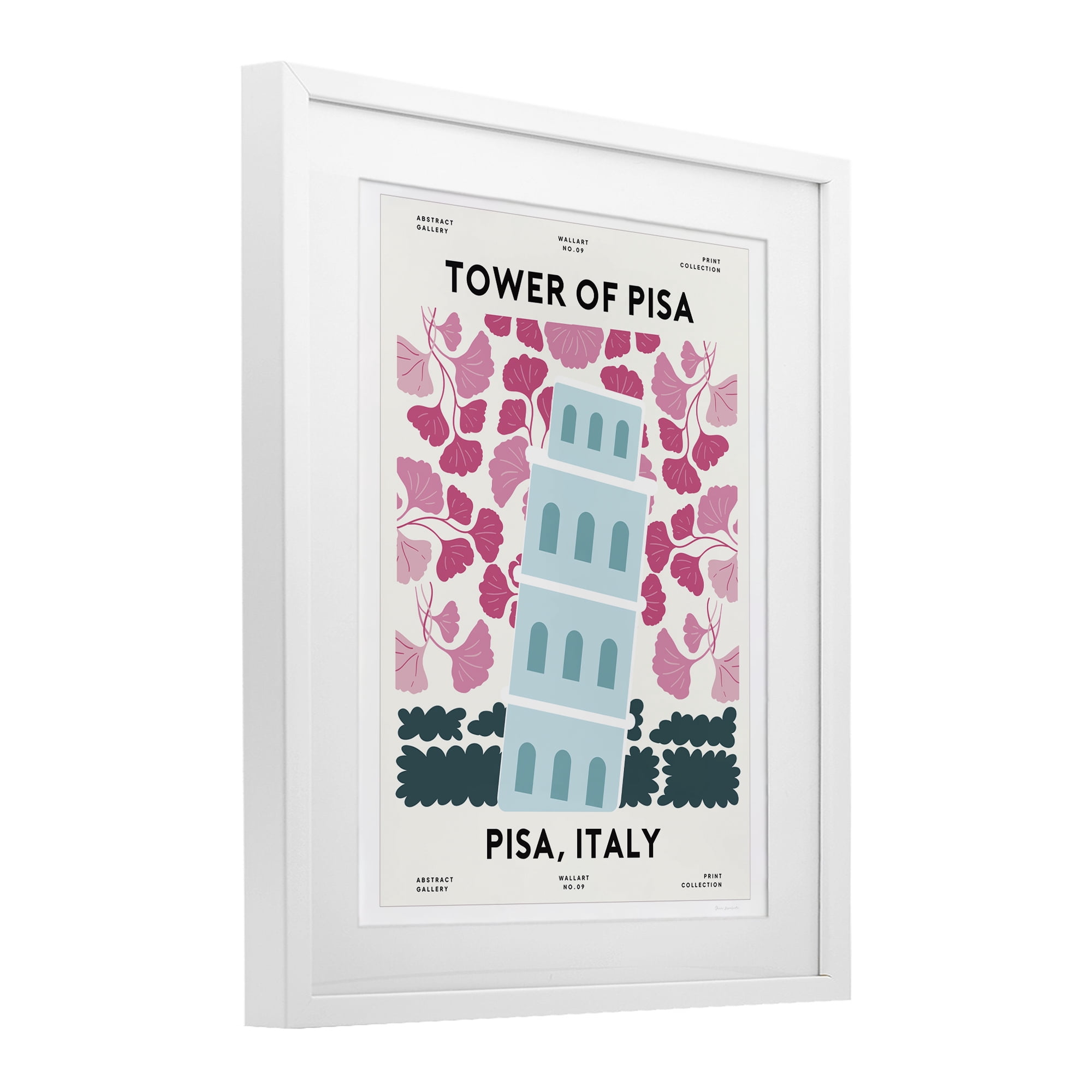 Stupell Industries Pastel Groovy Tower of Pisa White Framed Print Under Glass, design by Omar Escalante