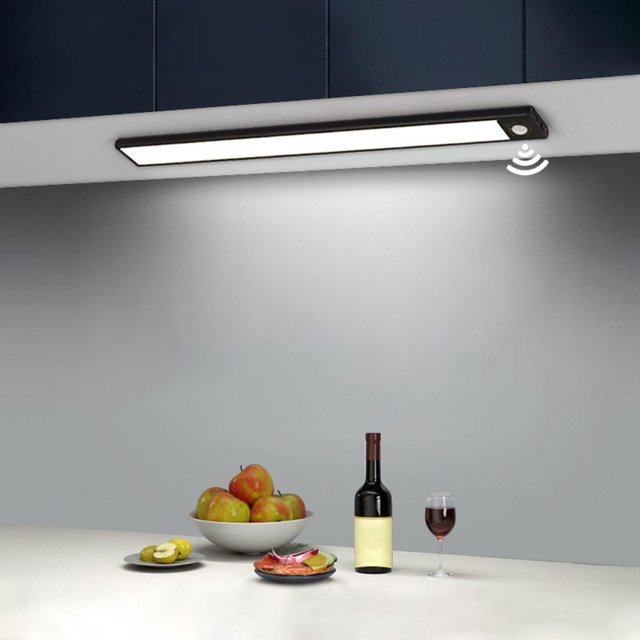 Luz de pequeña sala con Sensor de movimiento inalámbrico, con pilas, magnética, debajo del Sensor de movimiento del mostrador, para vitrina, esca Luz blanca negra Salvador Luces del Gabinete