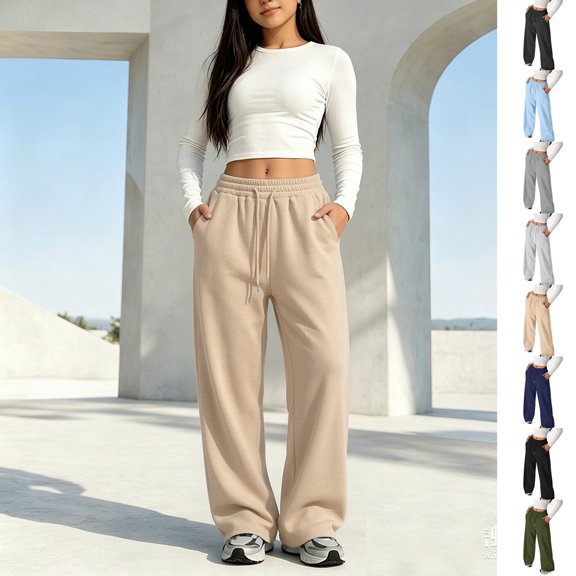 XINXIAOO Kids Girls Boys Jogger Sweatpants Elastic Waist Straight Leg Pants With Pockets Girls Athletic Pants Khaki Sweatpants For Boys Girls Youth Athletic Pants 7-8 Years