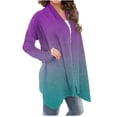 thumbnail image 3 of Yuyuzo Long Cardigan pour Femmes Couleur Dégradée Ouvert à l'Avant Hauts Drapés Automne Hiver Cardigan Décontracté, 3 of 5