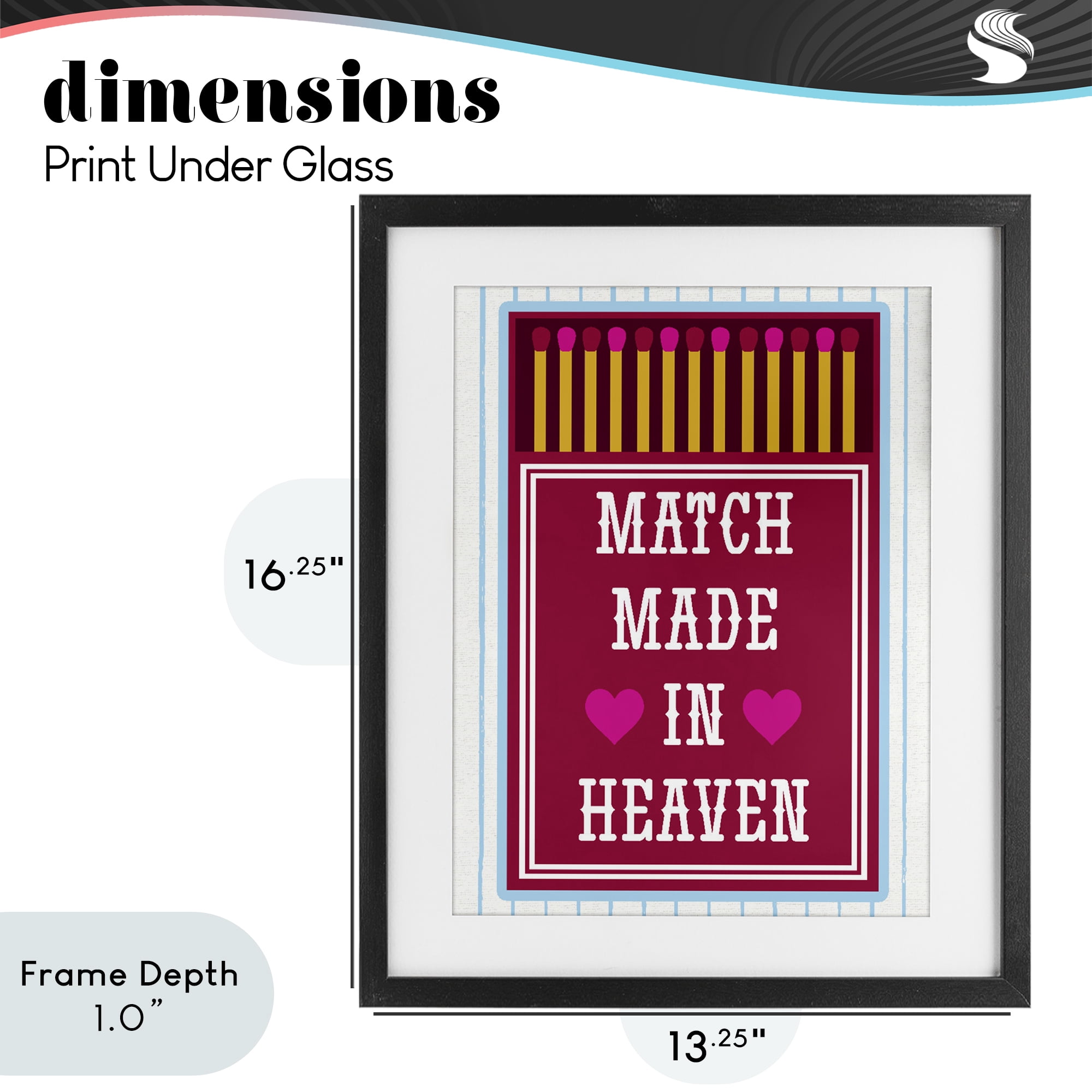 Stupell Industries Vintage Match Made In Heaven Black Framed Print Under Glass, design by Lil' Rue