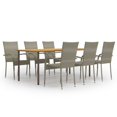thumbnail image 1 of vidaXL 7 Piece Garden Dining Set Poly Rattan Grey, 1 of 5