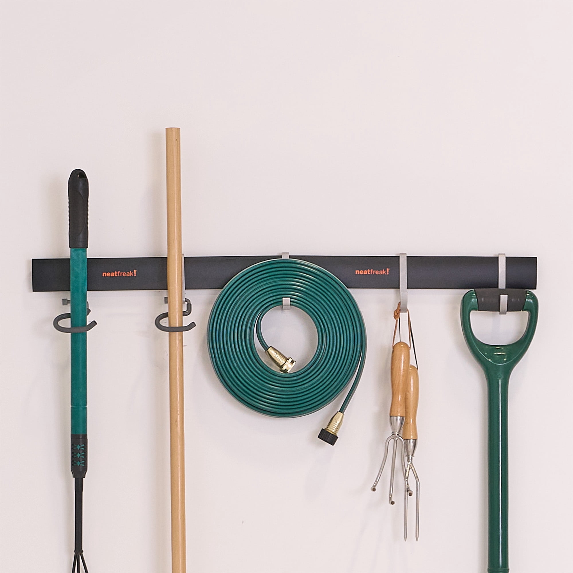 Neatfreak 7PC Garage Organizer 2x17" Tracks w/ 5 Hooks, Heavy-Duty Metal Wall Storage Solution