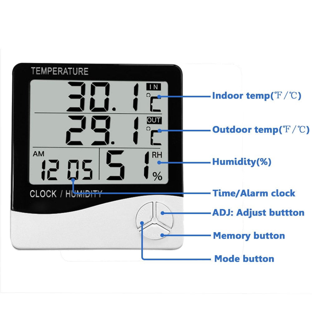 Mengshen Digital Hygrometer Thermometer, Indoor & Outdoor Temperature Monitor, Home Office Temp Humidity Gauge Meter - LCD Display, Battery Included - TH03