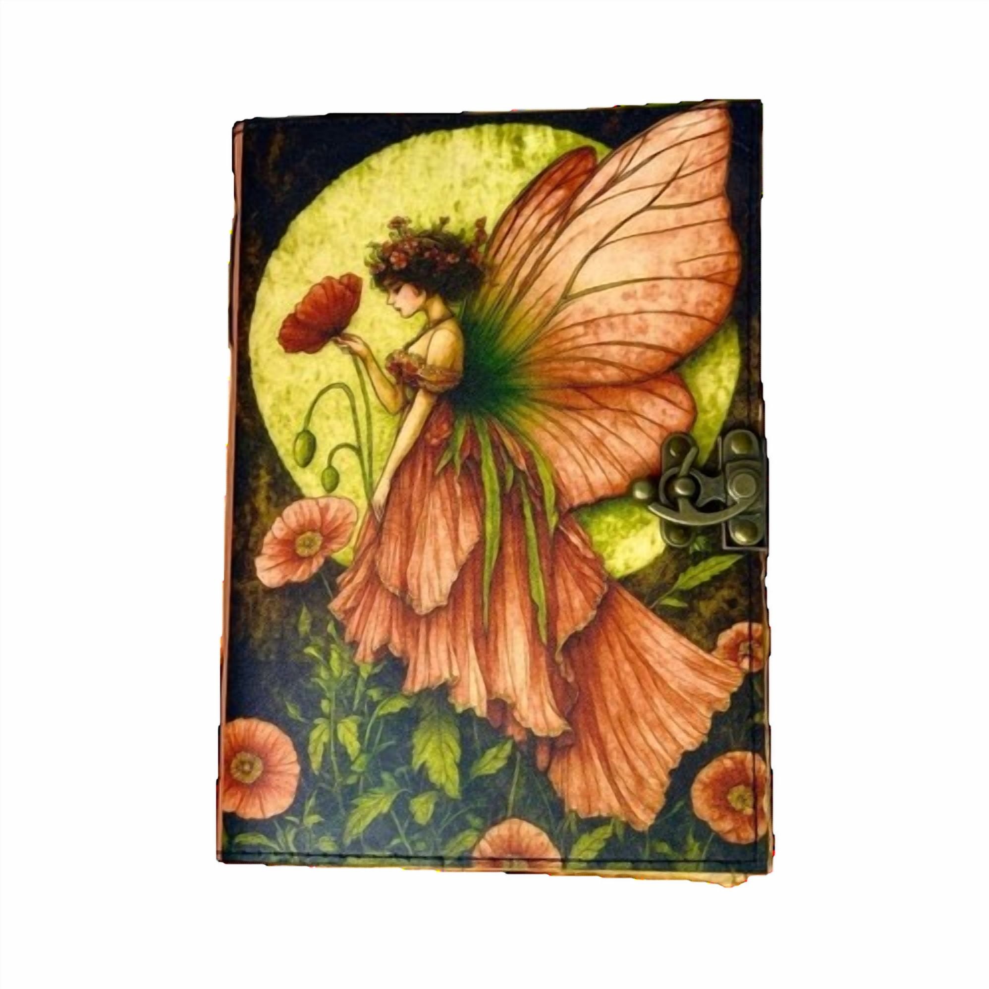 Fairy Leather Grimoire – 200 Pages Book of Shadows, Witchcraft Spellbook, Vintage Wiccan Pagan Gothic Magic Diary,