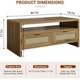 thumbnail image 3 of Royalbelle 40-Inch Modern 2-Tier Cocktail Table,Rattan Coffee Table with Storage with 2 Rattan Doors and Open Shelf,Wooden Center Table with Thick Wood Top for Farmhouse/Apartment,Brown, 3 of 8