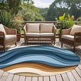 thumbnail image 5 of Abstract Blue Round Area&nbsp;Rug 5ft Brown Wave Stripe Ombre Water Ripple Modern Non-Slip&nbsp;Washable Circle Rugs Soft Felt Indoor Floor Mat for Bedroom Kitchen Living Room Bathroom, 5 of 9