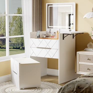 Ktaxon Makeup Vanity Table for Small Spaces, Vanity Table Set with ...