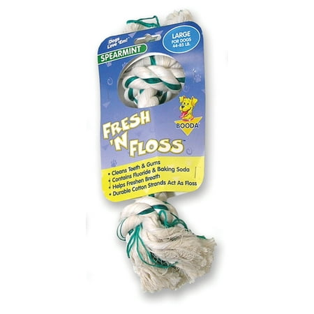 Booda Products-Fresh-n-floss 2-knot Rope Bone Dog Toy- Spearmint Large