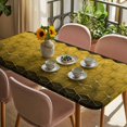 thumbnail image 3 of Yellow Geometric Table Cloths for 4 Foot Rectangle Tables, Modern Abstract Art Ombre Patio Waterproof Elastic Fitted Tablecloths, Washable Rectangular Table Cover for Camping, 3 of 8