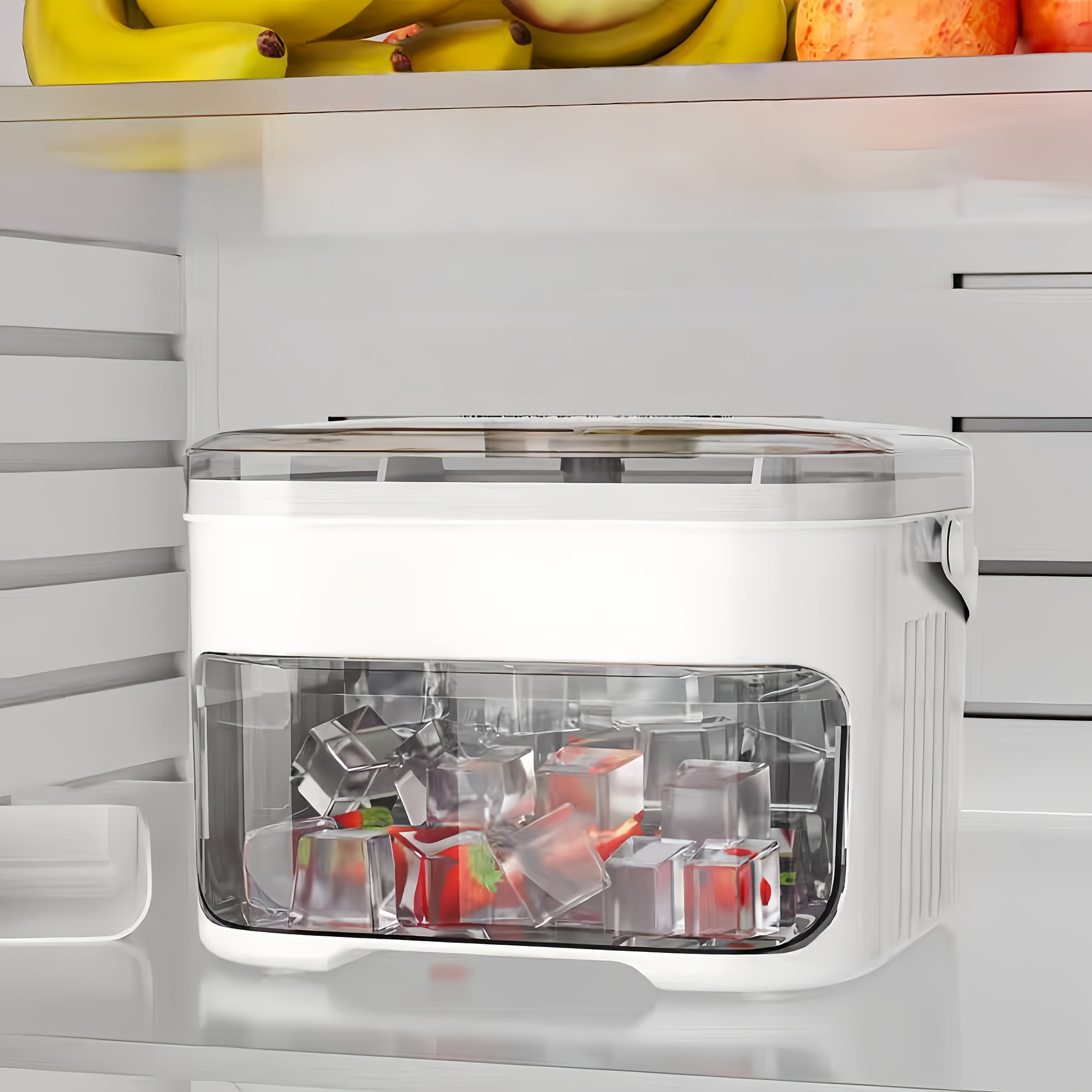 Large Heavy-Duty Plastic ice cube Tray with Double Layer, Compatible for home Fridges, Mini Freezers, Refrigerators -Large Capacity ice cube box