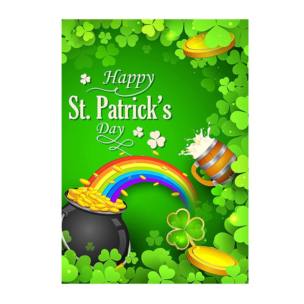 Jpgif St Patricks Day Garden Flag Double Sided Happy Flags Shamrocks