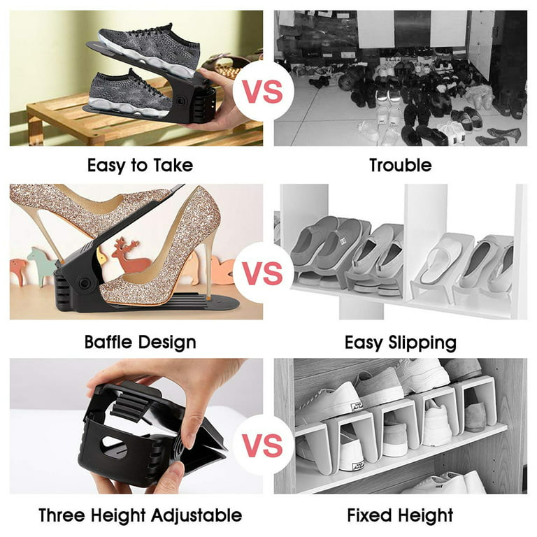  Adjustable Shoe Stackers [20PK] - Dorm Organization - Double  Deck Shoe Rack Organizer for Closet Organization - Smart Small Space  Solution - Shoe Slot Organizers - Freestanding Stacking Shoe Holder : Home  & Kitchen