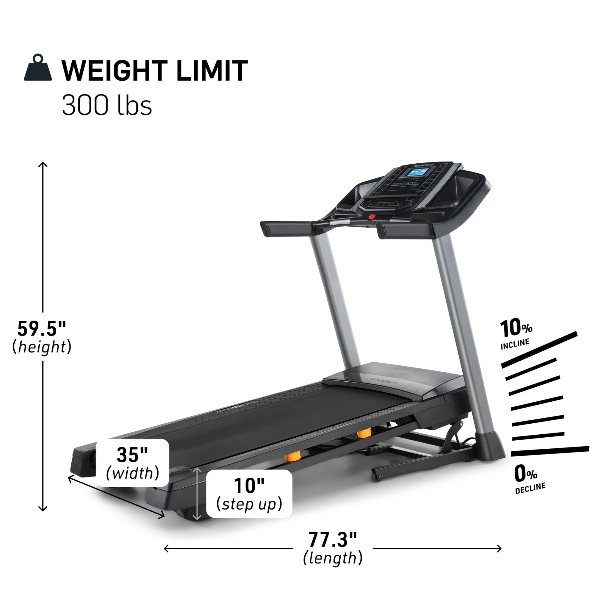 NordicTrack T Series 6.5 S Treadmill: 10% Incline, 0-10 MPH Speed, ActivePulse™ Heart Rate Control, SelectFlex™ Cushioning, SpaceSaver™ Folding & iFIT Membership for Interactive Workouts