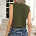 thumbnail image 5 of CYRBOKO Women's Cropped Tank Top, Summer Loose Tie-front Crew Neck Sleeveless Tops Army Green Size S-XL, 5 of 9